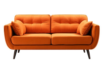 orange textile sofa couch furniture isolated on white . png