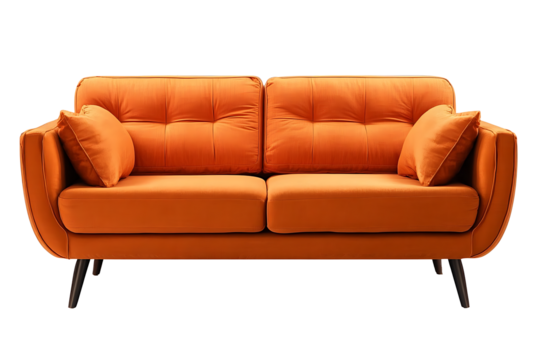 orange textile sofa couch furniture isolated on white . png