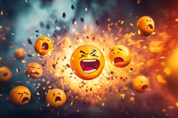 emoji explosion representing emotional speed of posts