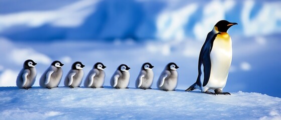 Obraz premium ice Penguin family on Antarctic Emperor