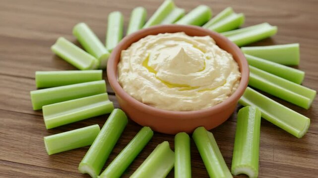 Hummus and celery sticks