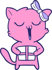 cartoon cat in bright neon color