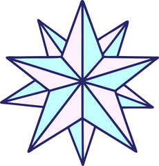 tattoo in traditional style of a star in bright neon color