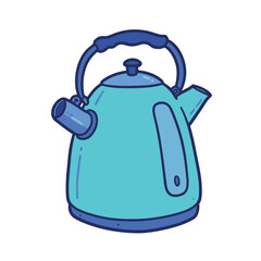 Obraz premium Teal kettle with blue accents in unique style 