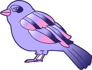 cartoon bird in bright neon color