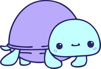 hand drawn quirky cartoon turtle in bright neon color