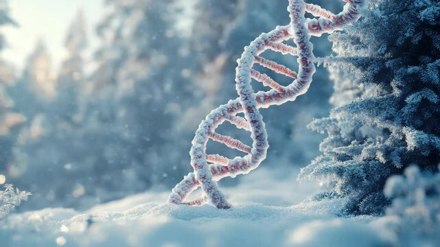Molecular model of genetic code in winter scene