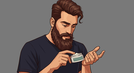 Man Applying Beard Balm Guide to Healthy Beard Care