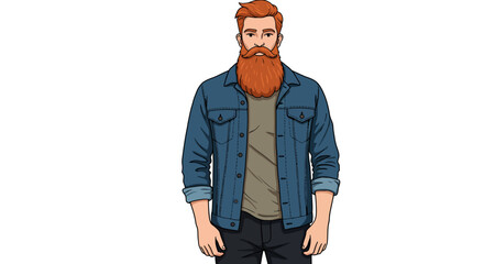 Portrait of a Man with a Red Beard and Denim Jacket