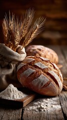 Fresh wheat stalks arranged artfully for creative projects