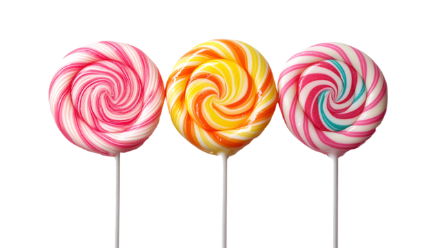 Colorful lollipop with swirls isolated on transpar .png