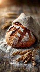 Rustic sourdough boule with distinctive scoring