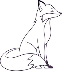 Sitting Fox Illustration: A charming illustration of a fox sitting peacefully, showcasing its fluffy tail and alert expression.