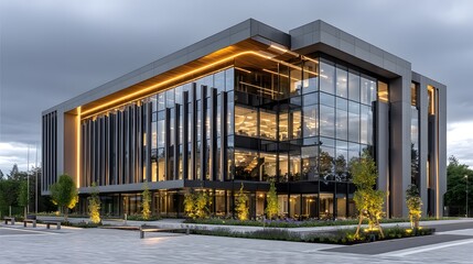 Obraz premium Modern office building with glass facade high resolution photo
