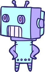 cartoon robot in bright neon color
