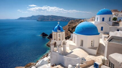 Obraz premium Coastal Santorini churches