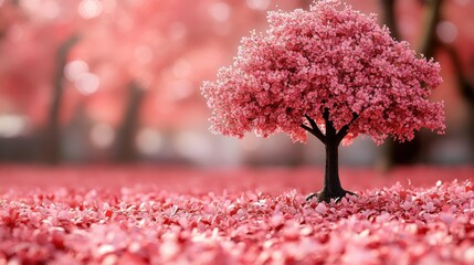 Pink Blossom Tree in a Magical Garden