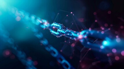 Futuristic digital chain connection design. Generative AI