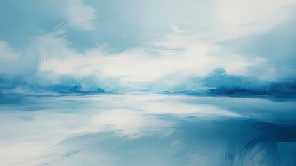 Fototapeta premium Serene blue sky and water landscape abstract