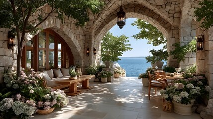 Fototapeta premium Seaside stone arch with turquoise water high resolution photo