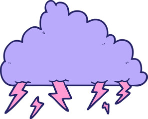 cartoon thundercloud in bright neon color