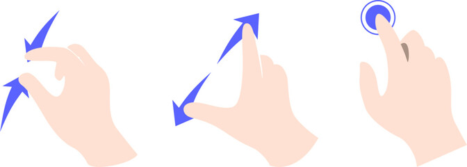 VR, AR, Metaverse Hand Gesture Guide Vector Illustrations. Select, Zoom In, Zoom Out.