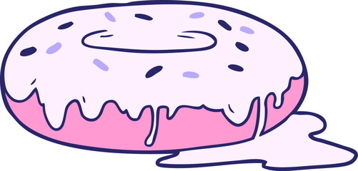 cartoon donut in bright neon color