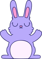 hand drawn quirky cartoon rabbit in bright neon color