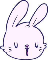 cartoon rabbit face in bright neon color