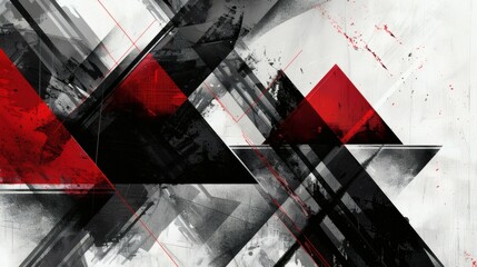 Abstract Geometric Background with Red and Black Grunge Style