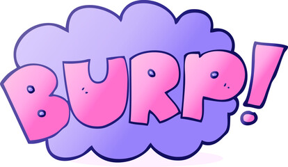 freehand drawn cartoon burp text in bright neon color