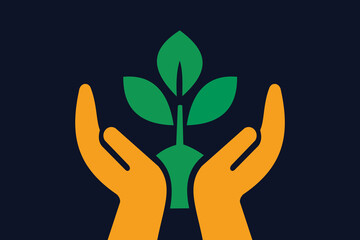 Hands Protecting a Growing Plant Symbolizing Care and Environmental Sustainability