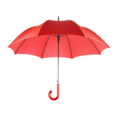 Classic open red umbrella isolated on transparent background