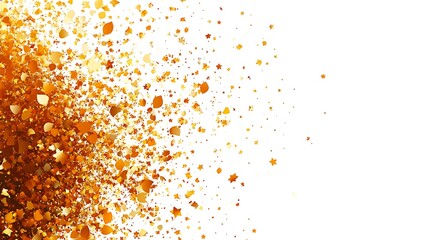 Gold confetti design on a white background.