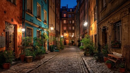 Fototapeta premium Colorful alley at night