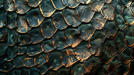 Intricate Dragon Scales Background Texture with Metallic Bronze Highlights