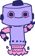 cartoon robot in bright neon color