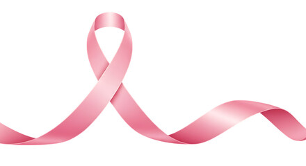Pink ribbon symbol of breast cancer awareness isolated on transparent background