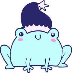 cute cartoon christmas frog in bright neon color