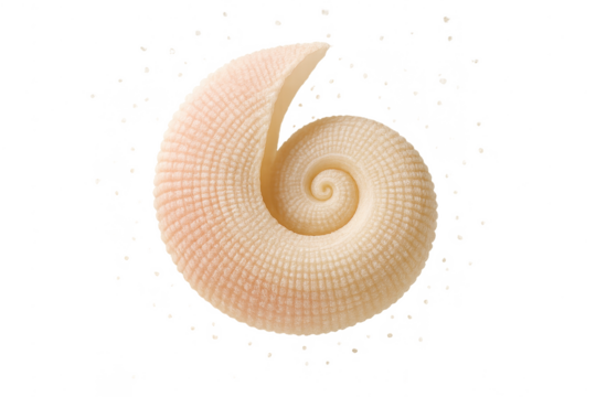 Beautiful spiral seashell isolated on a transparent background, detailed macro