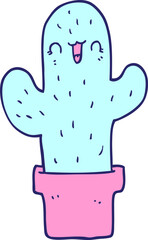 cartoon cactus in bright neon color
