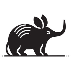 Minimal Black Aardvark Silhouette Vector Icon