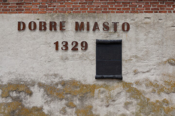 Historic Town Sign and Date, Dobre Miasto, Poland