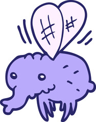 cartoon fly in bright neon color