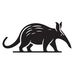 Minimal Black Aardvark Silhouette Vector Icon