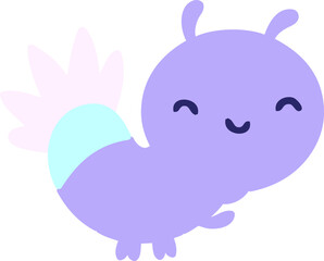 cute cartoon glow bug in bright neon color