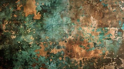 Oxidized Copper Texture Background with Verdigris Patina