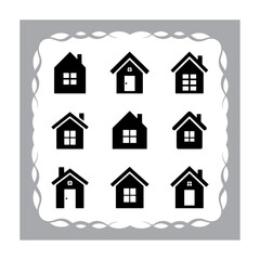 Set of House and Home Icons in Vector Style for Real Estate and Architecture Design