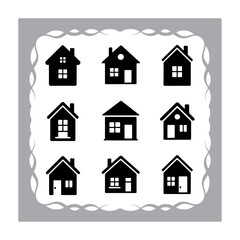 Set of House and Home Icons in Vector Style for Real Estate and Architecture Design