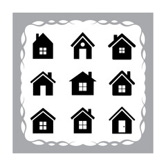 Set of House and Home Icons in Vector Style for Real Estate and Architecture Design